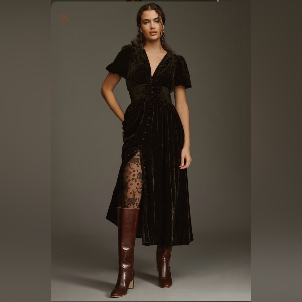 The Katerina Button-Front Dress: Velvet Edition. Size 4.